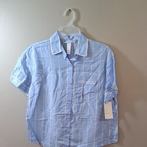 Stars Above Blue and White Casual Button Down Shirt
